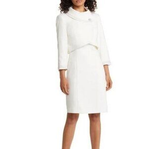 Tahari Ivory Beaded Jacket & Sheath Dress